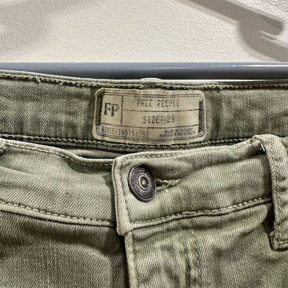 Free People Women's Light Green Ripped Skinny Jeans Size 29 - Picture 3 of 5